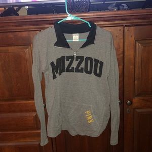 VS pink Mizzou grey quarter zip